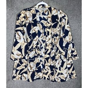 Vintage Kathryn Deene NY Open Front Blazer‎ Womens Size 26/28 Floral Long Sleeve